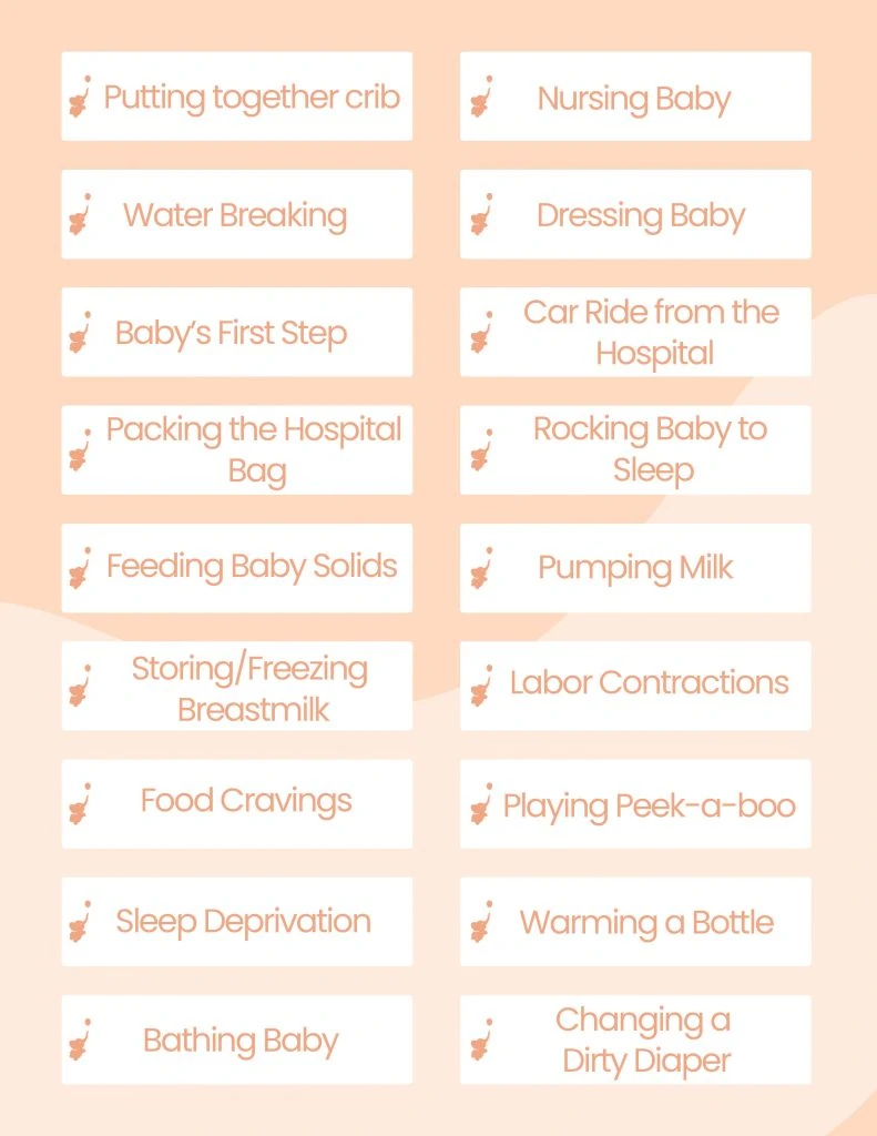 webbabyshower pictionary game printable orange