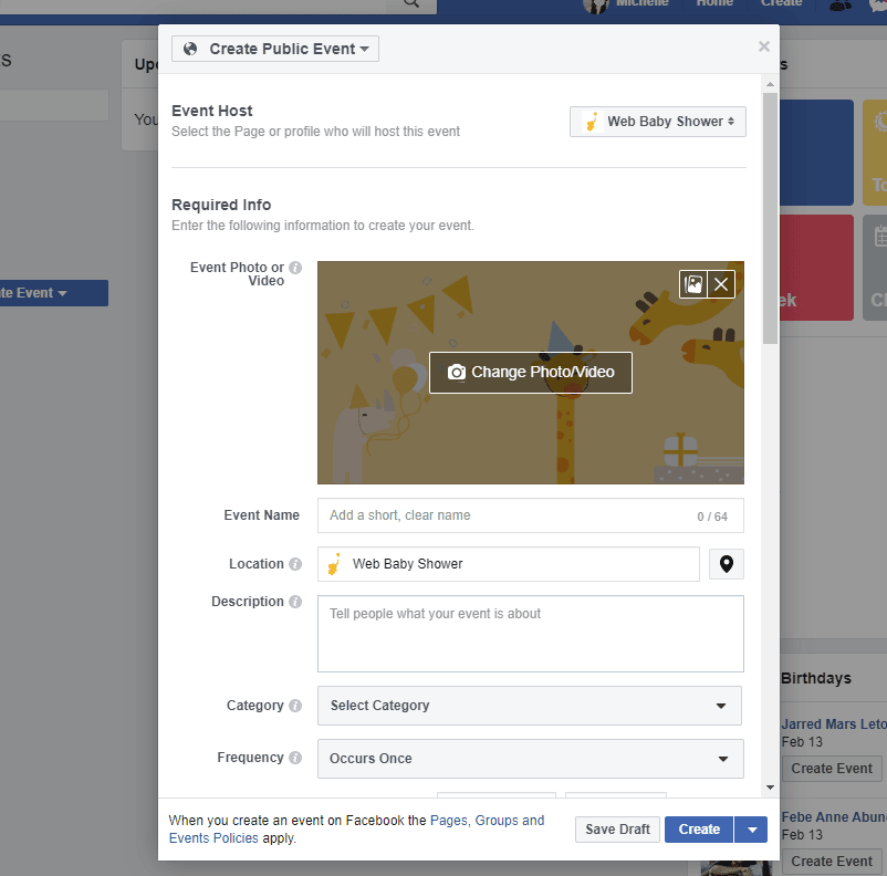 baby shower facebook event details