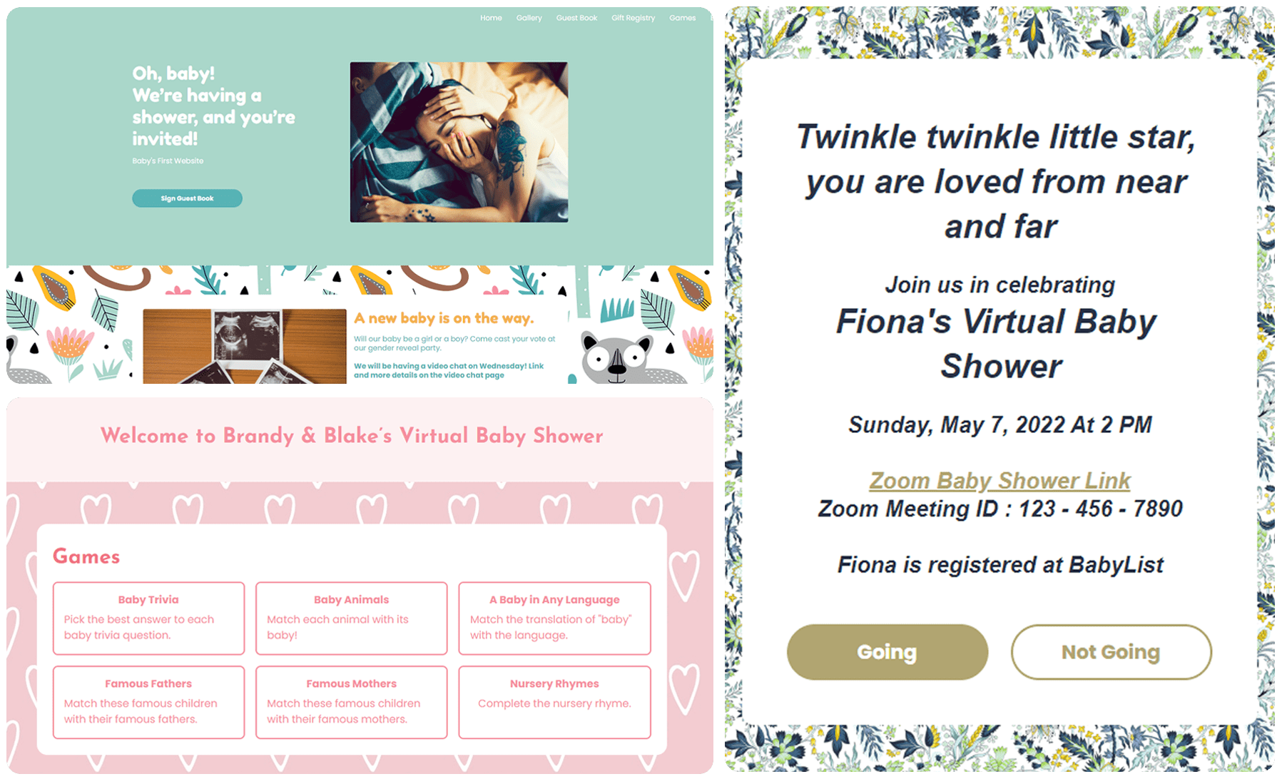 webbabyshower long distance baby shower features collage