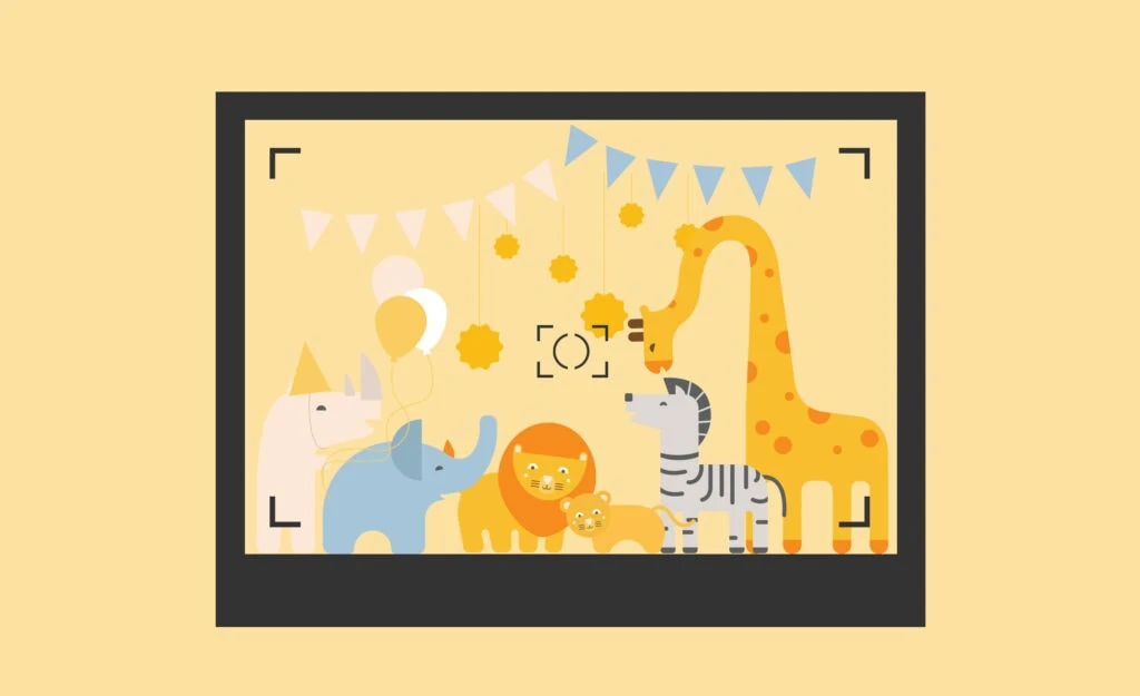 webbabyshower safari animals taking a picture