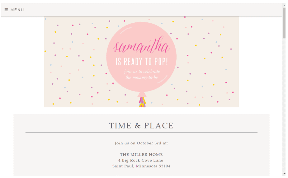 webbabyshower basic invite website baby shower template