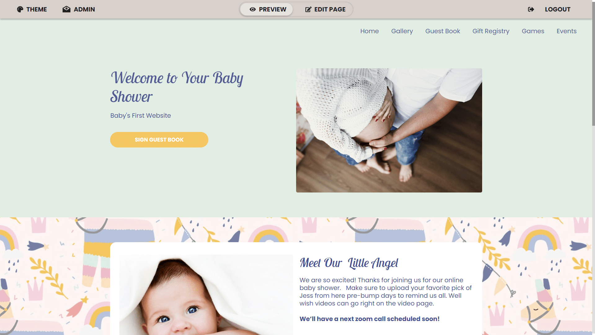 webbabyshower website home page