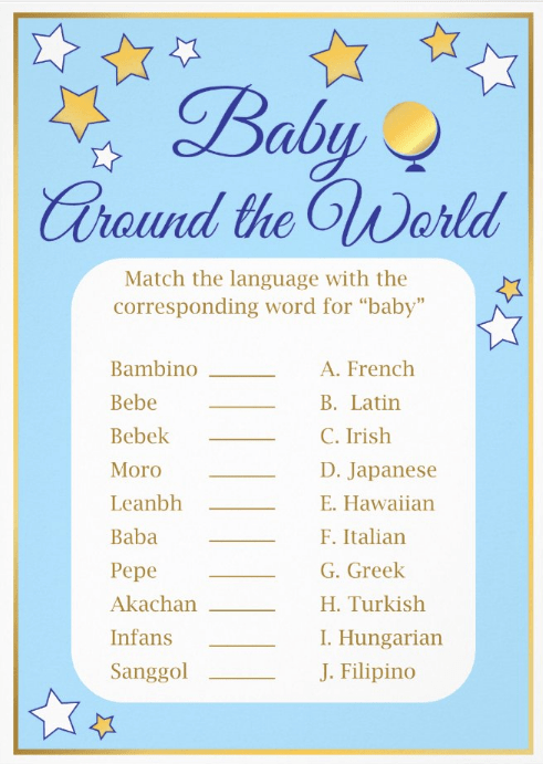 mexican baby shower game printable