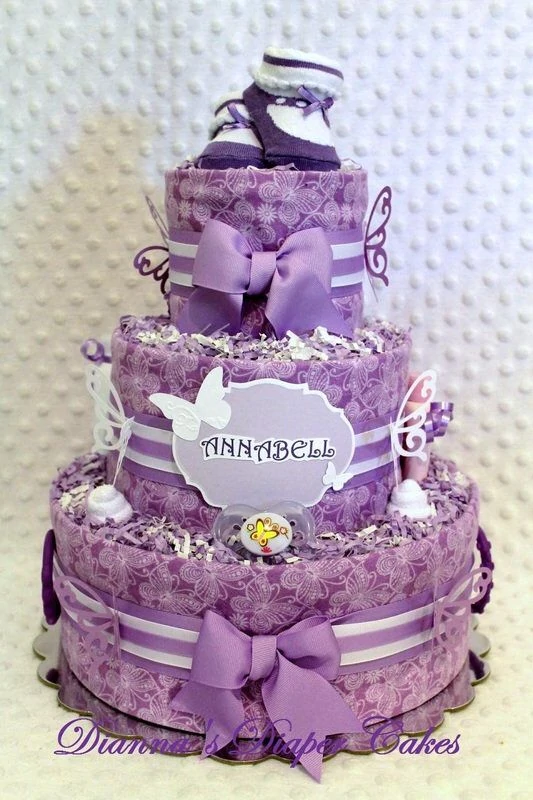 mini diaper cake purple lace