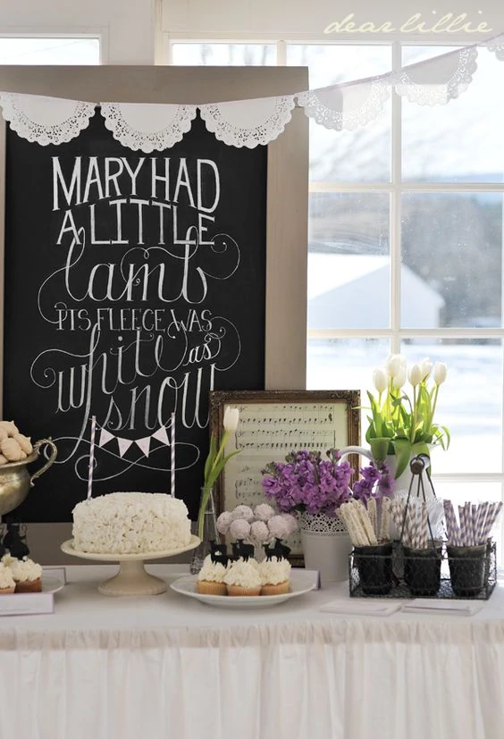 spring baby shower black board