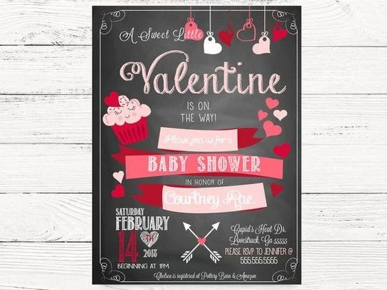 valentines day baby shower cupcake invite