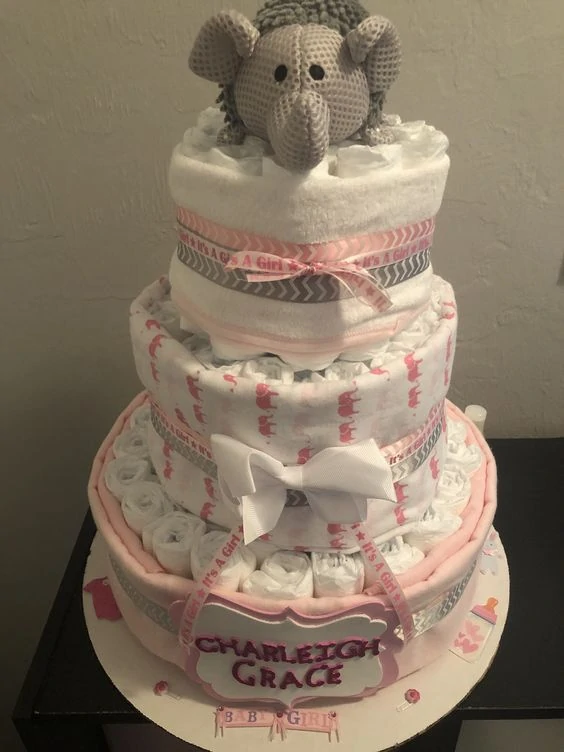 mini diaper cake elephant