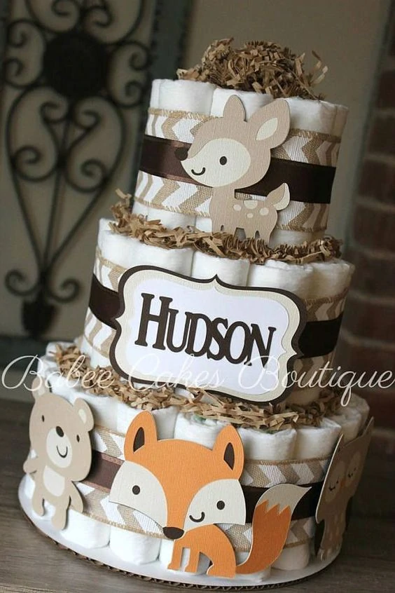 mini diaper cake woodland