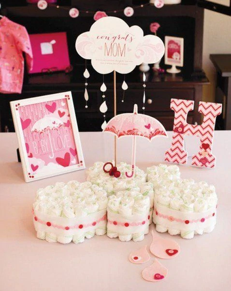 valentines day baby shower mini diaper cake