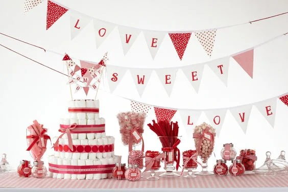 valentines day baby shower banner and diaper cake