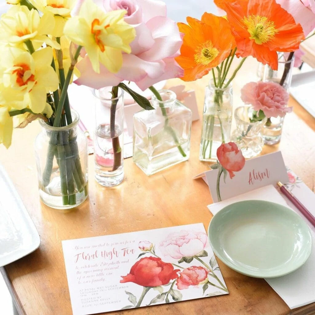 spring baby shower floral tea party