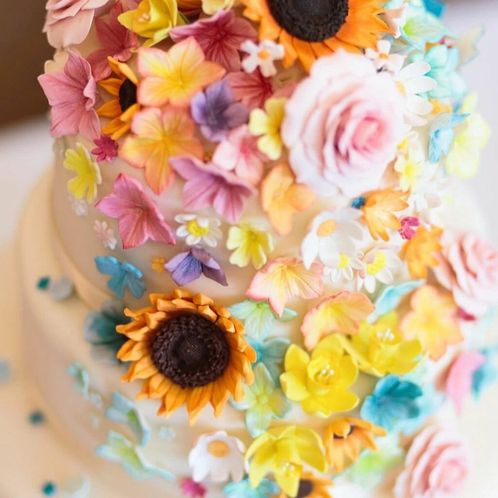 spring baby shower floral cake