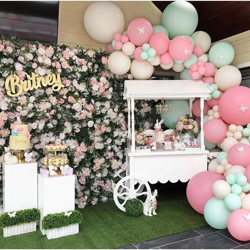 spring baby shower roses wall