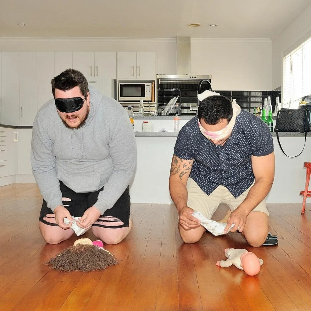 wbs instagram image baby shower game diaper changing | men go to baby showers | WebBabyShower