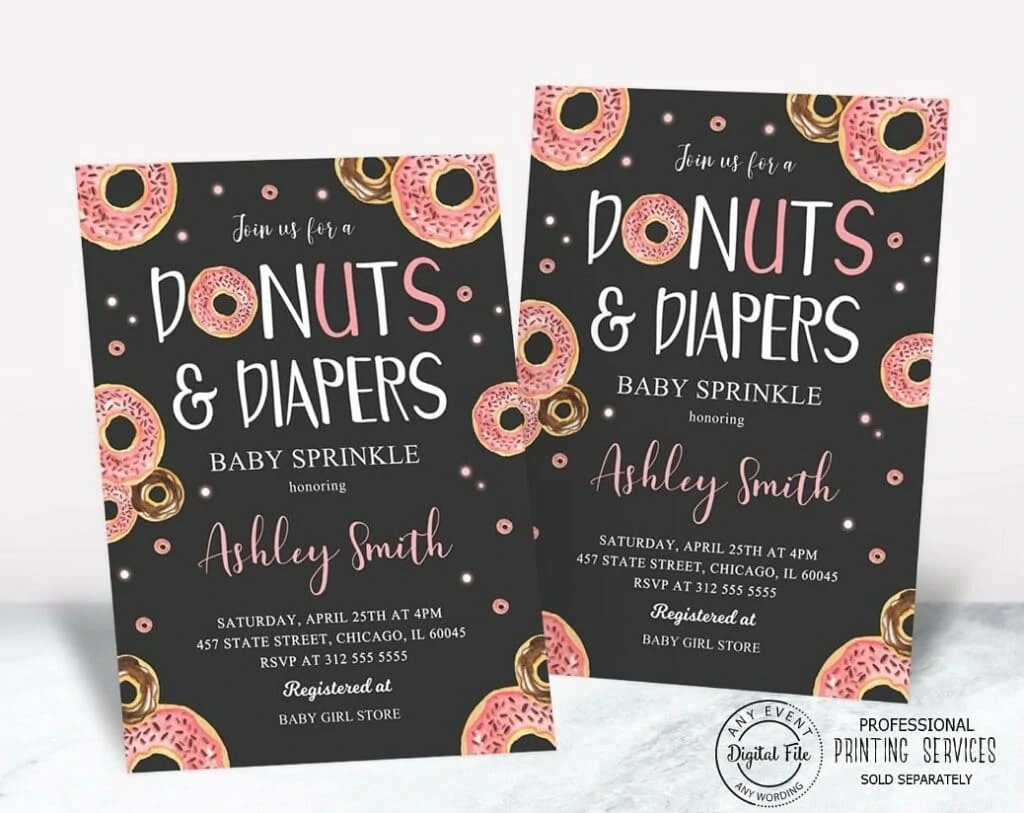 jack and jill baby shower donuts invite