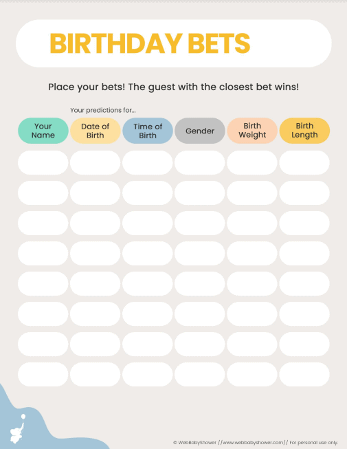webbabyshower printable baby shower games birthday bets