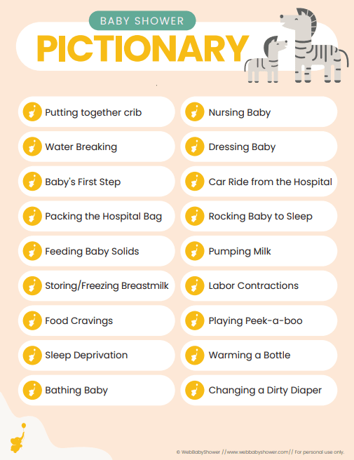 webbabyshower printable baby shower games pictionary