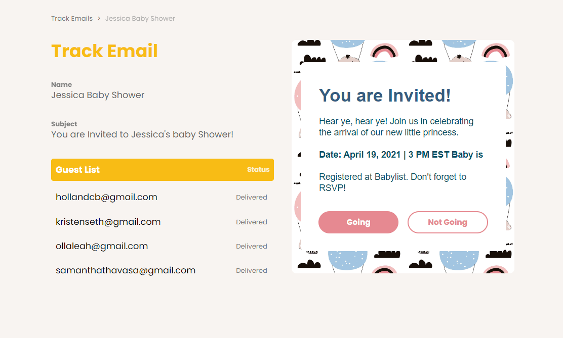 webbabyshower invite tracking