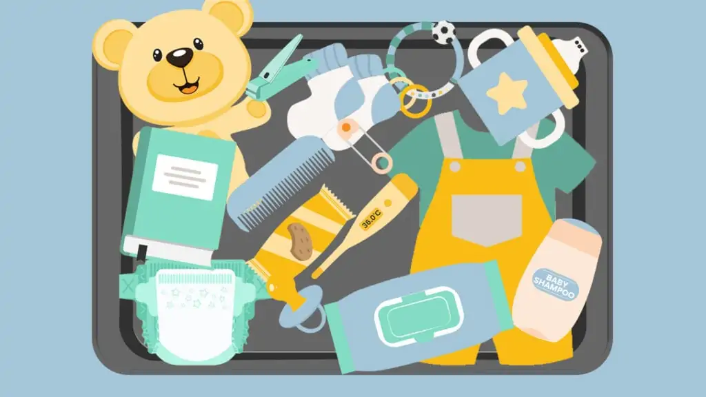 tray with baby items