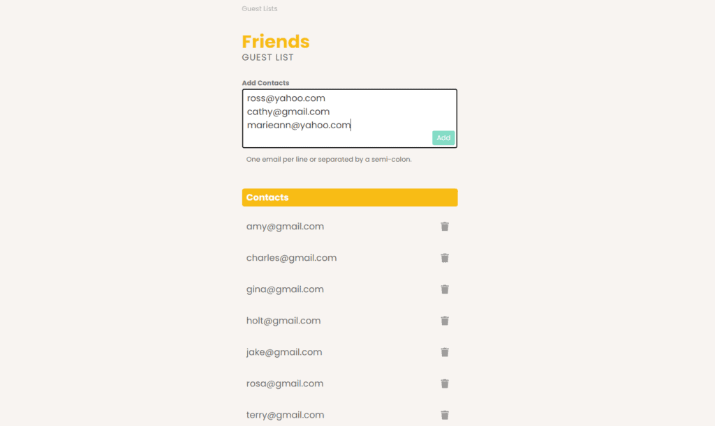 webbabyshower invite guest list