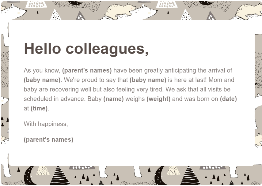 webbabyshower birth announcement email wording example