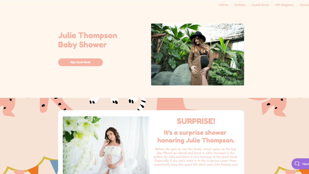 webbabyshower site for surprise baby shower