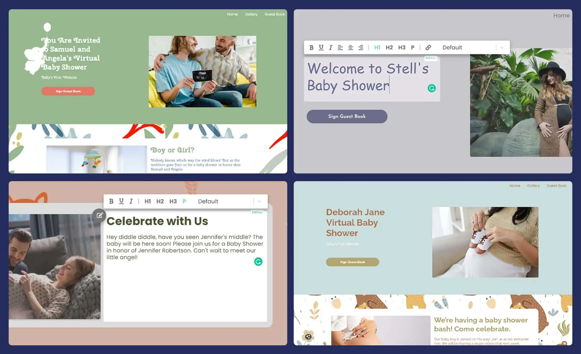 webbabyshower header image creating a baby shower website