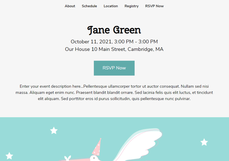 eventcreate shower page