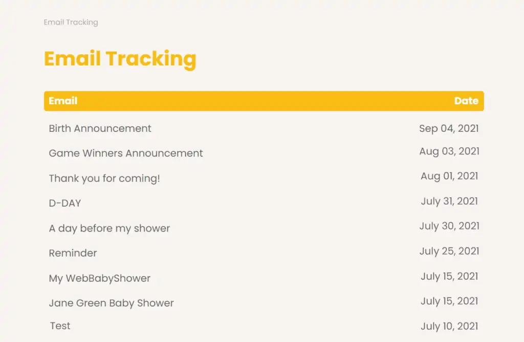 webbabyshower invite tracker