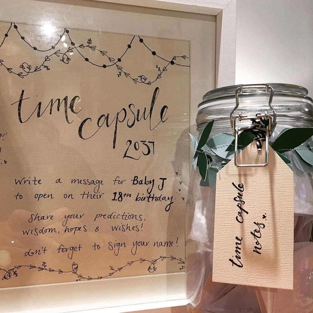 baby shower activity game time capsule
