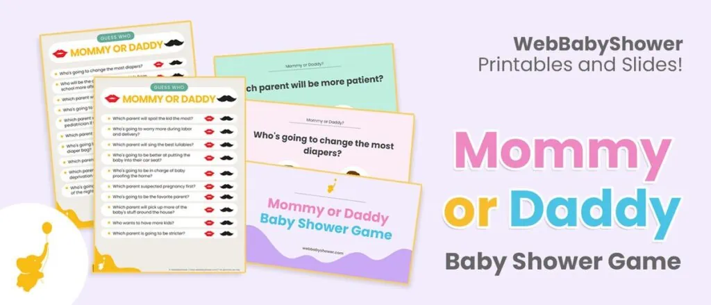 webbabyshower printable and slide mommy or daddy baby shower game