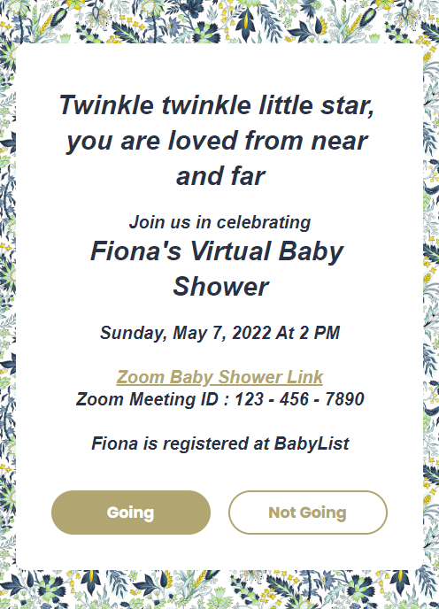 webbabyshower invitation for quarantine baby shower floral teatime theme