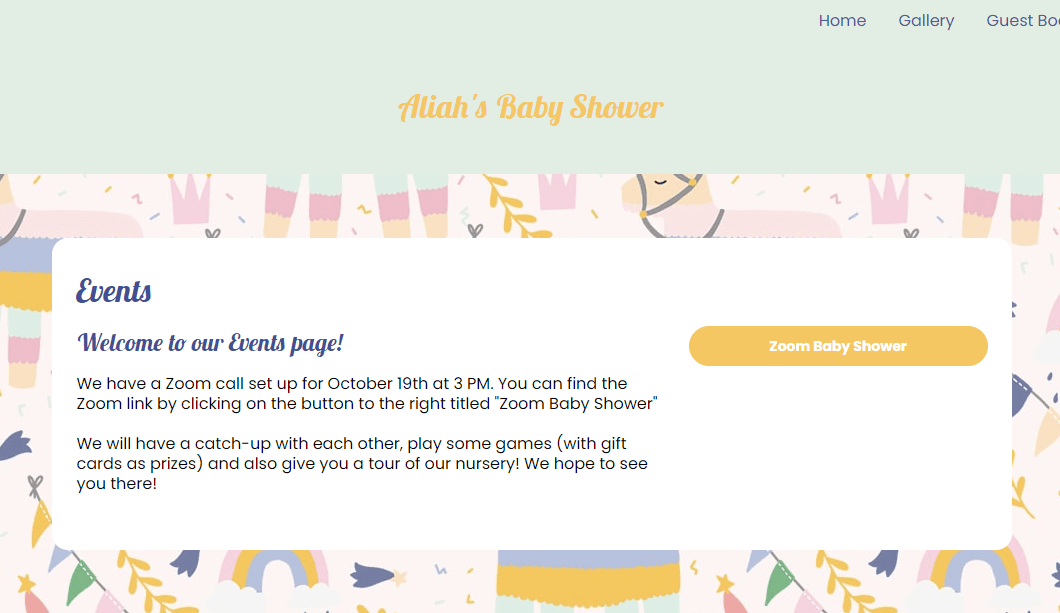 webbabyshower event page zoom call