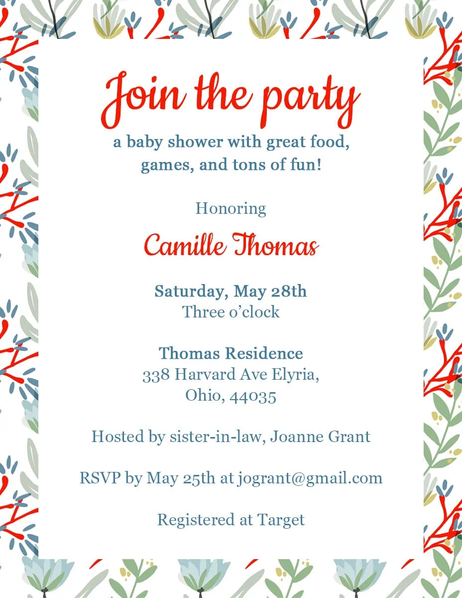 webbabyshower sample baby shower invitation