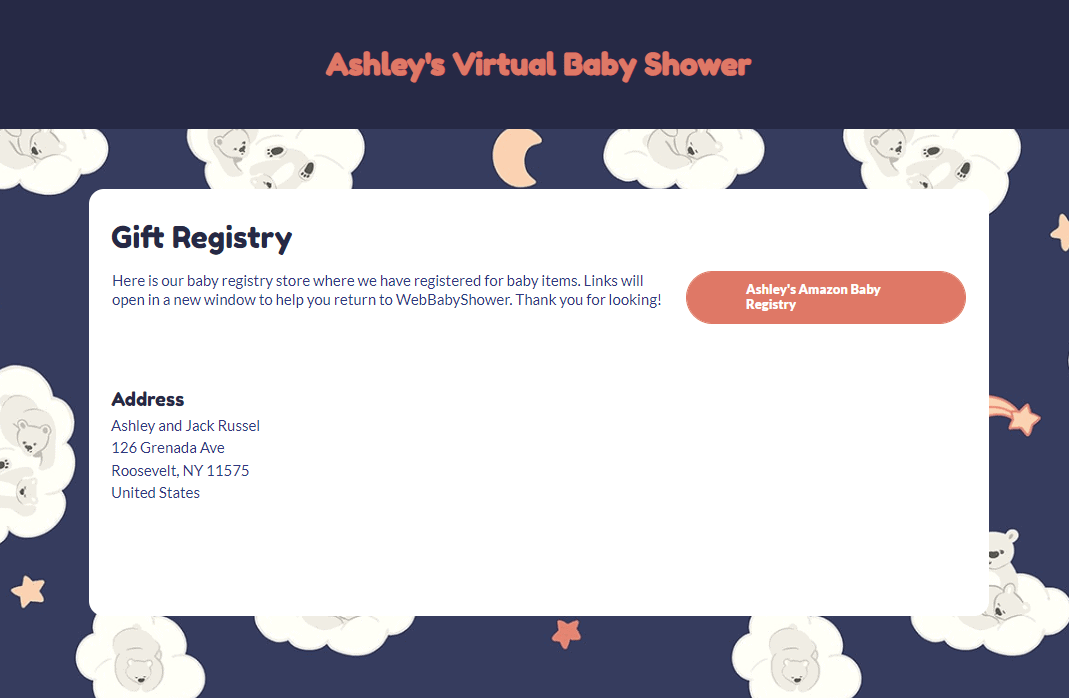 webbabyshower gift registry page | WebBabyShower