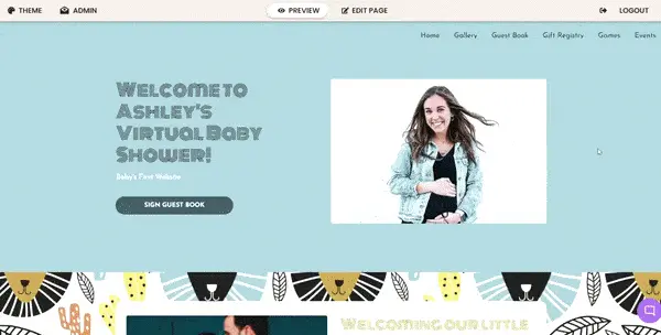 webbabyshower home page website african lions theme