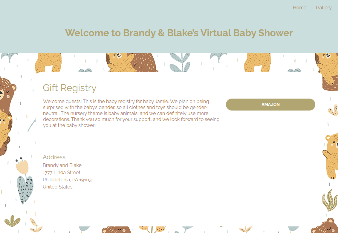 webbabyshower baby registry welcome message