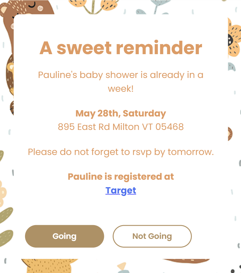 webbabyshower invitation with registry link