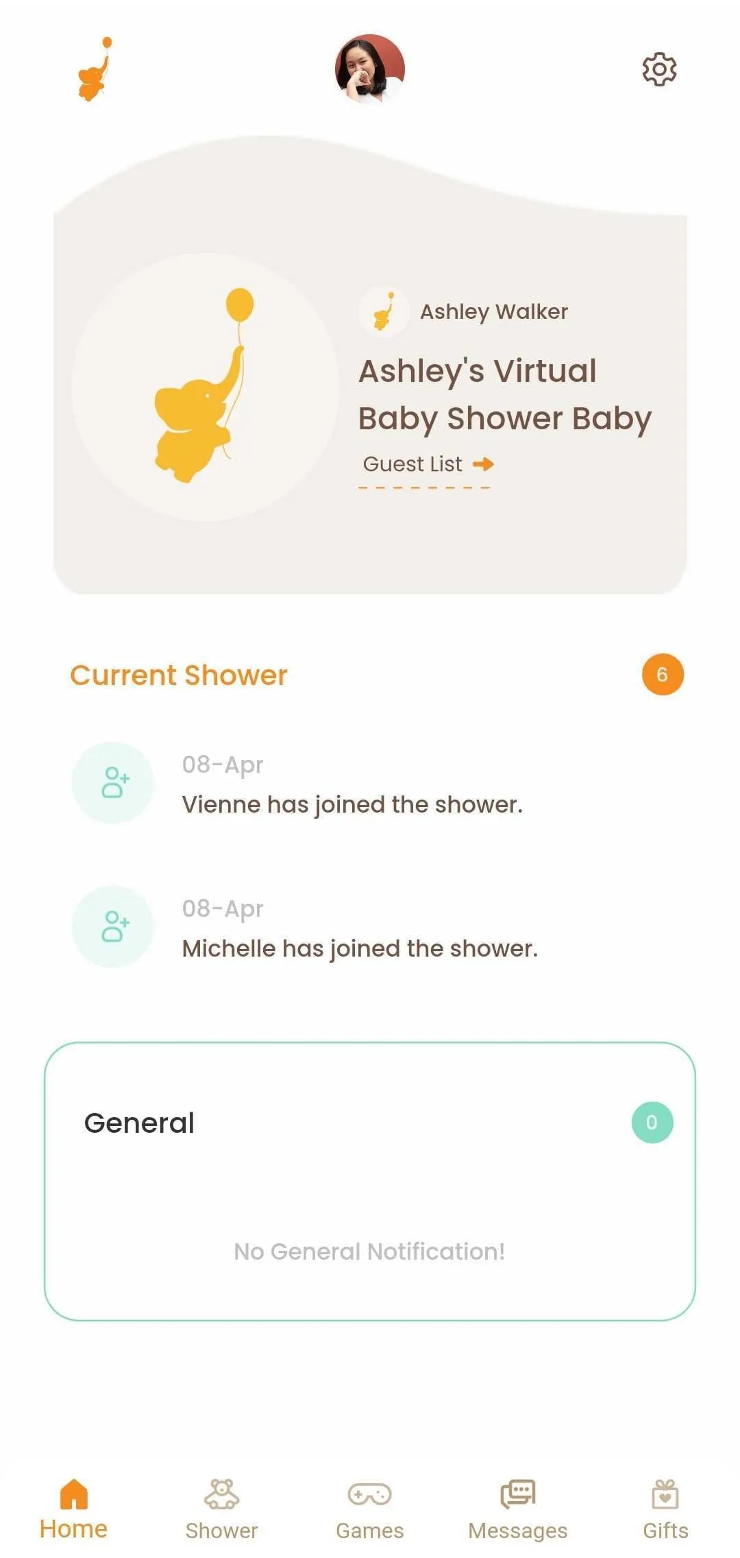 webbabyshower mobile app home page