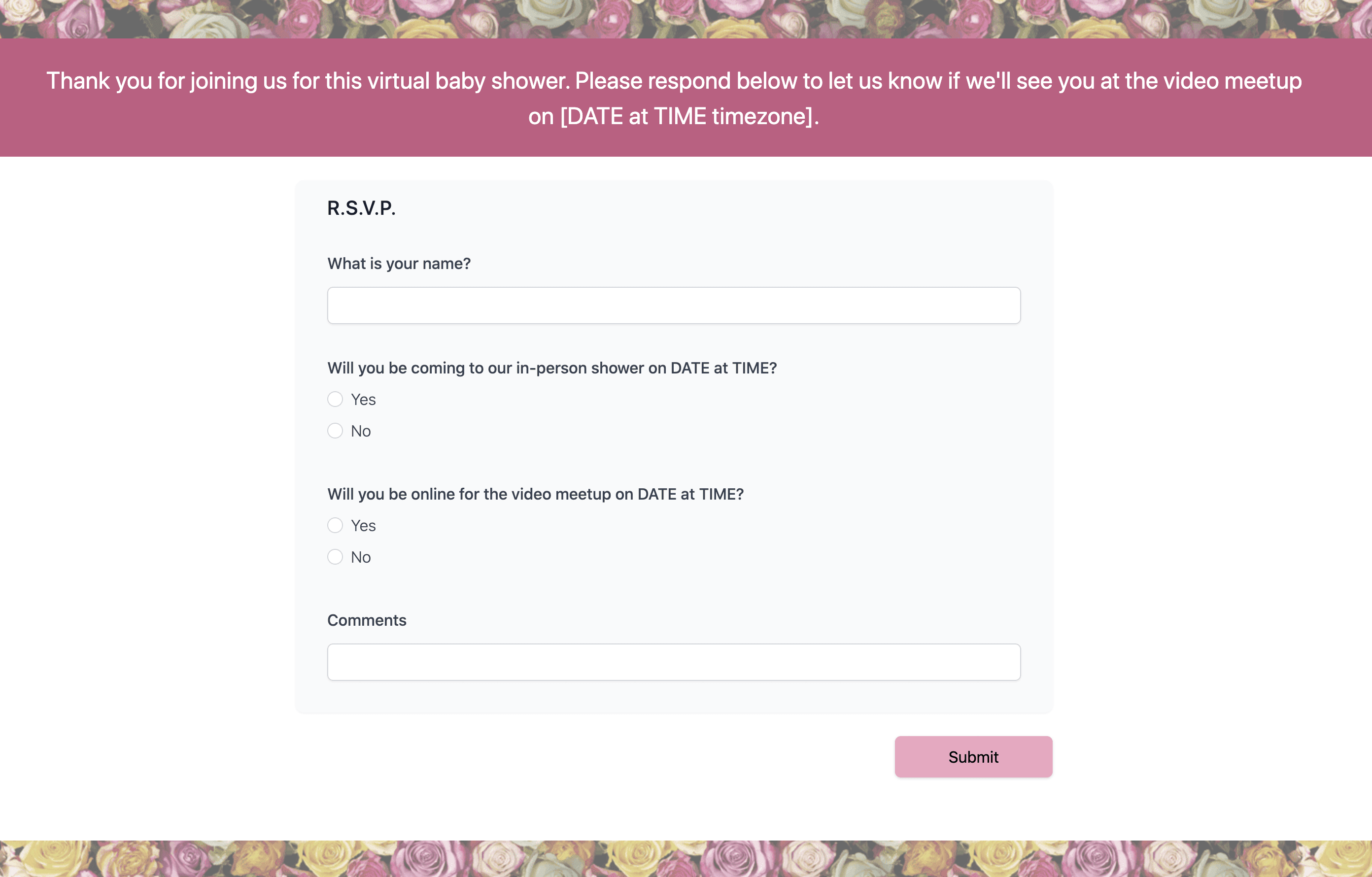 web party time shower