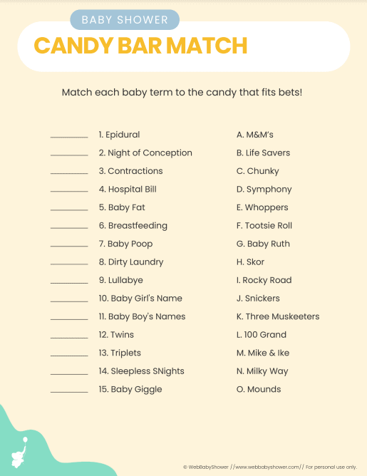 webbabyshower game candy bar match
