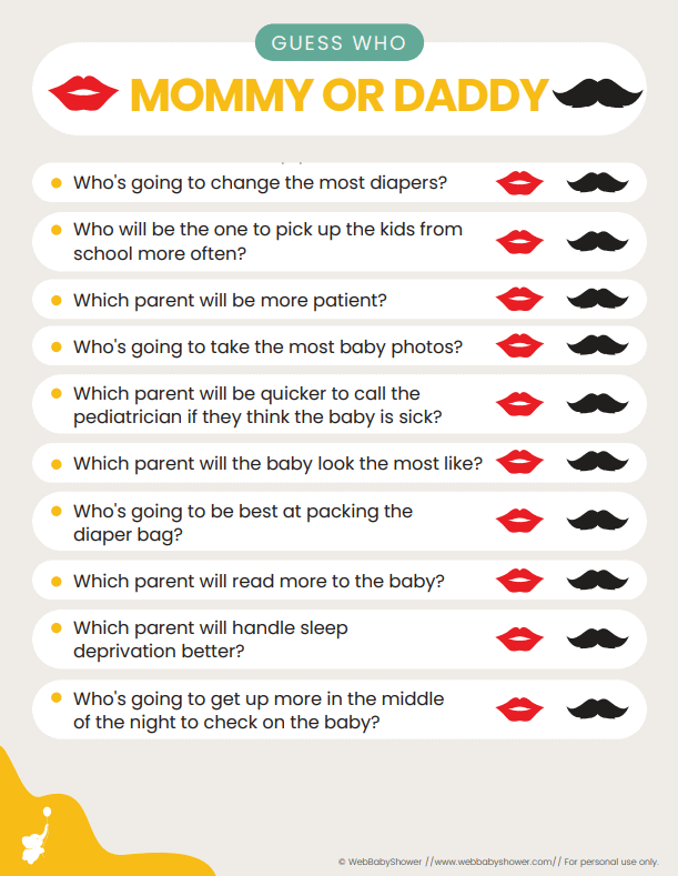 webbabyshower game guess who mom or dad