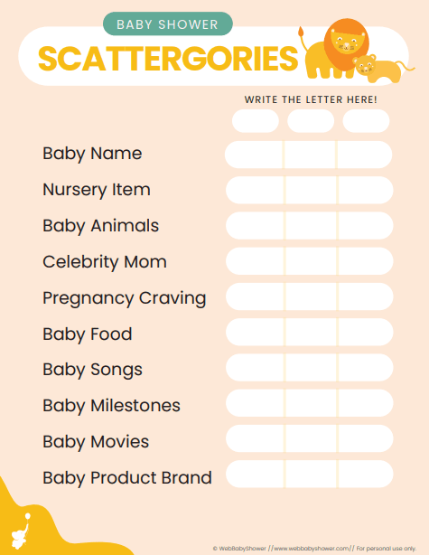 webbabyshower game scattergories