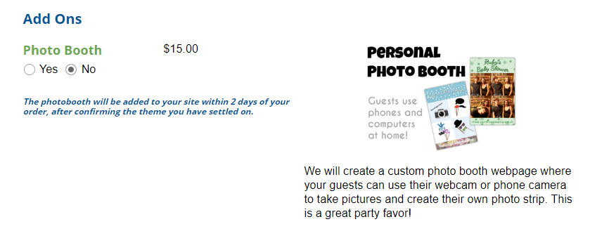 web party time photo booth