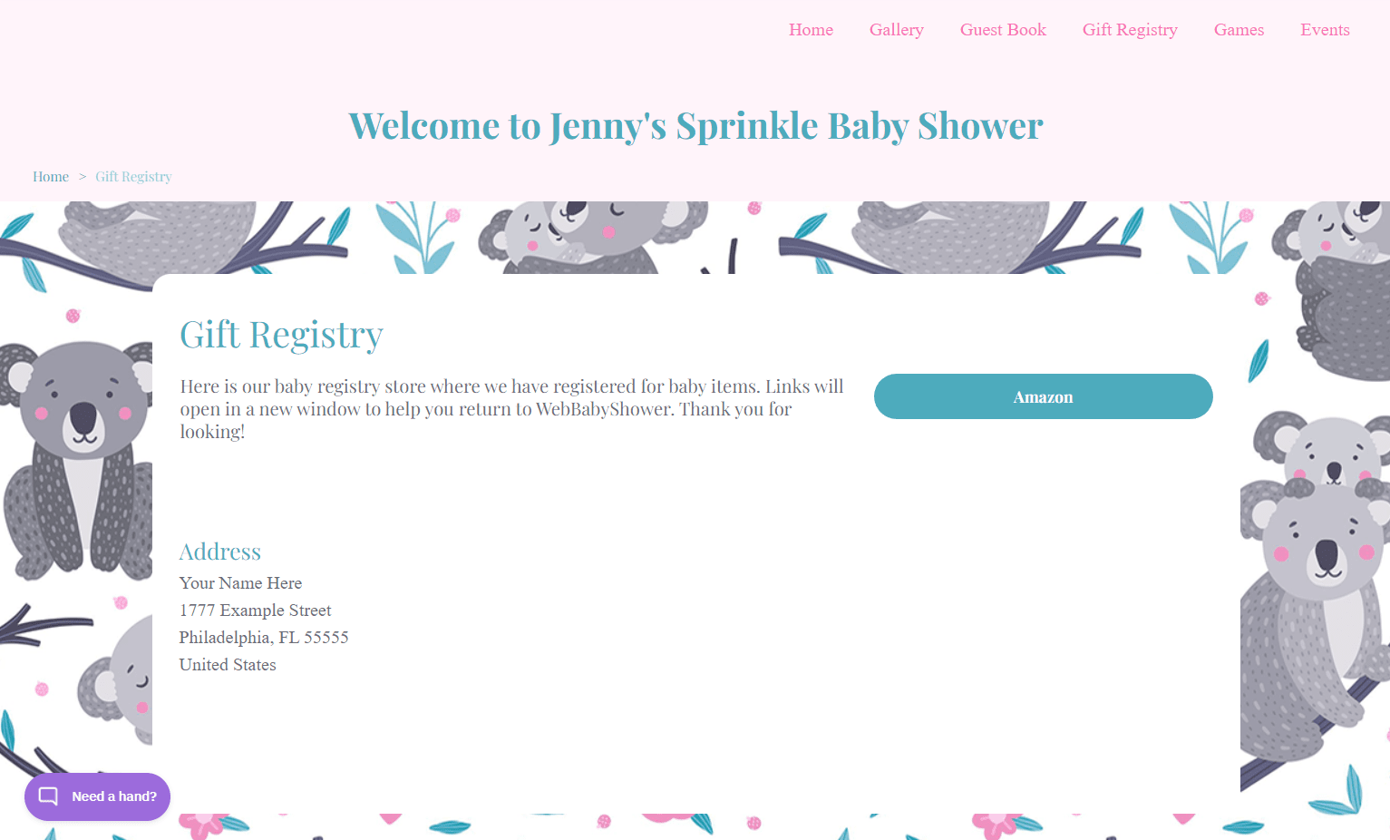 webbabyshower sprinkle baby shower registry page