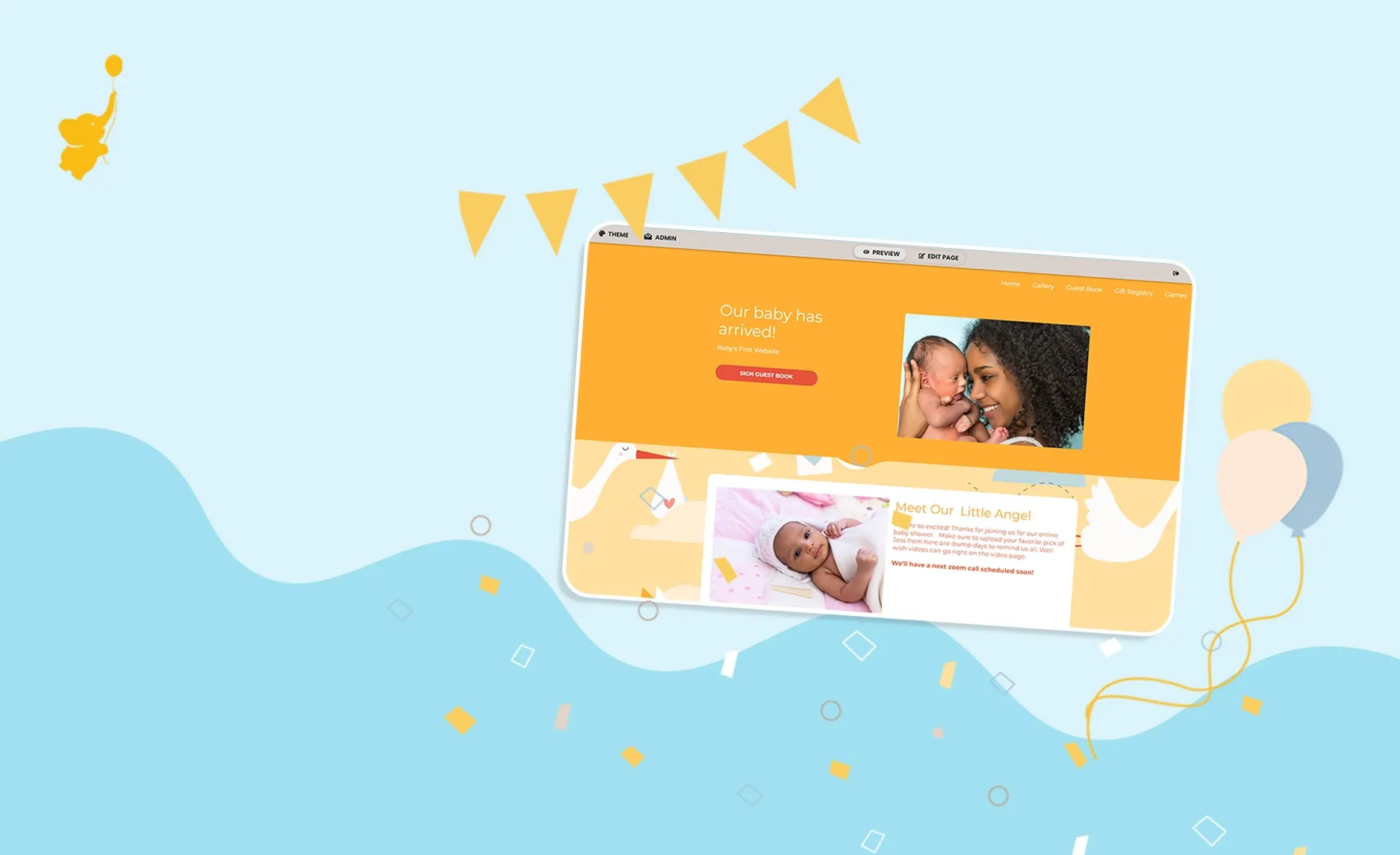webbabyshower header image baby announcement website