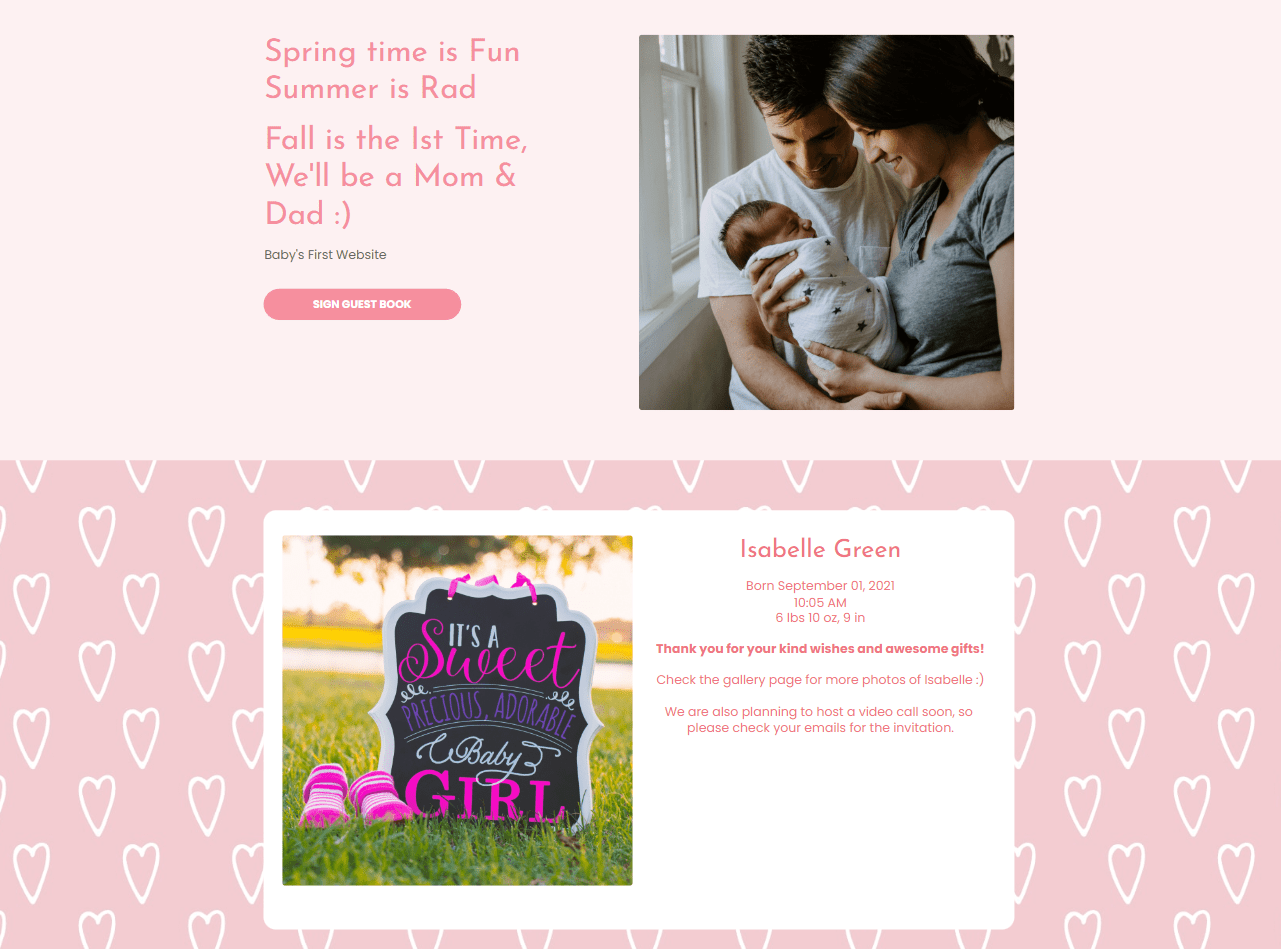webbabyshower baby announcement website