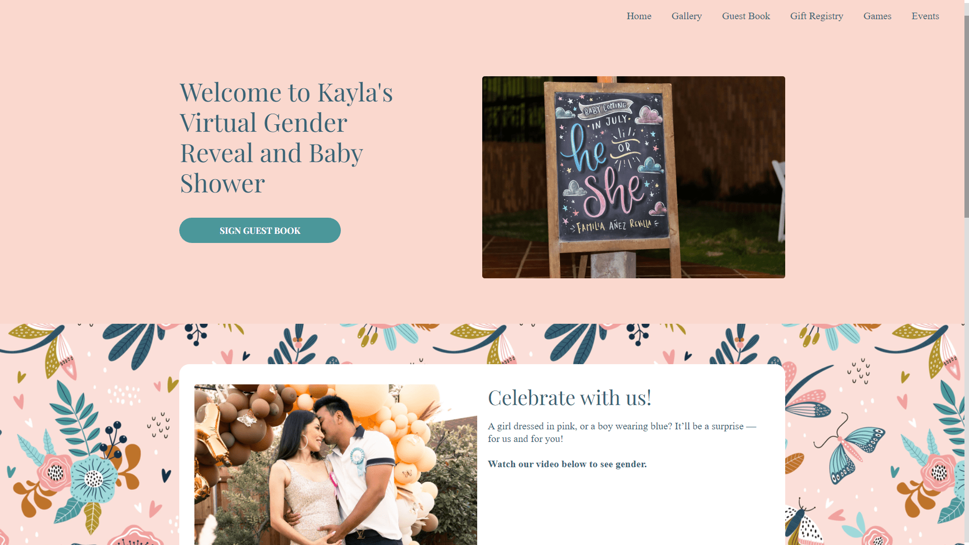 WebBabyShower for Virtual Gender Reveal