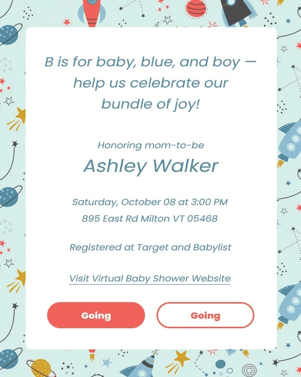 virtual baby shower invitation