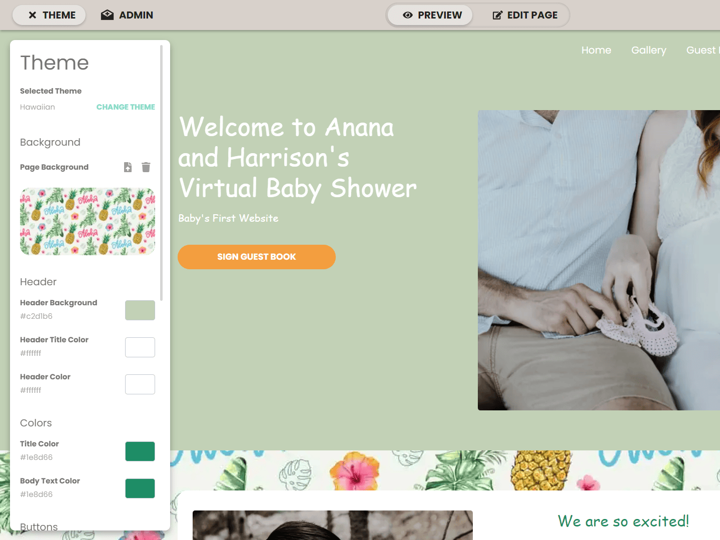 wbs baby shower website template